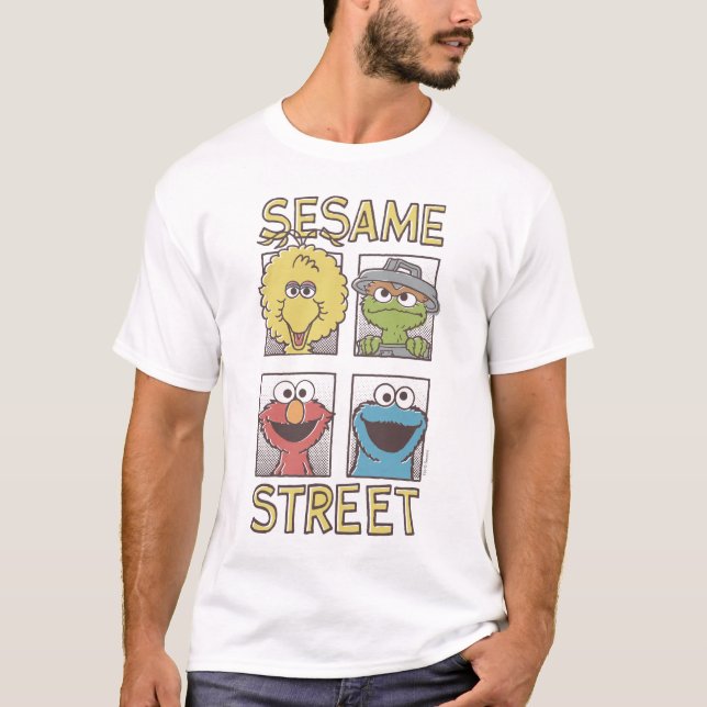 Camiseta Caráter 2 cómicos de StreetVintage do sésamo (Frente)