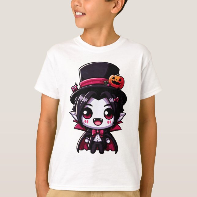 Camiseta "Caráter charmoso de vampiro do Halloween" (Frente)