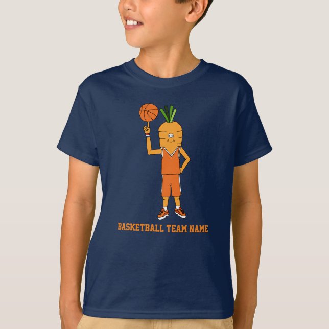 Camiseta Caráter de basquete para crianças com nome de equi (Frente)