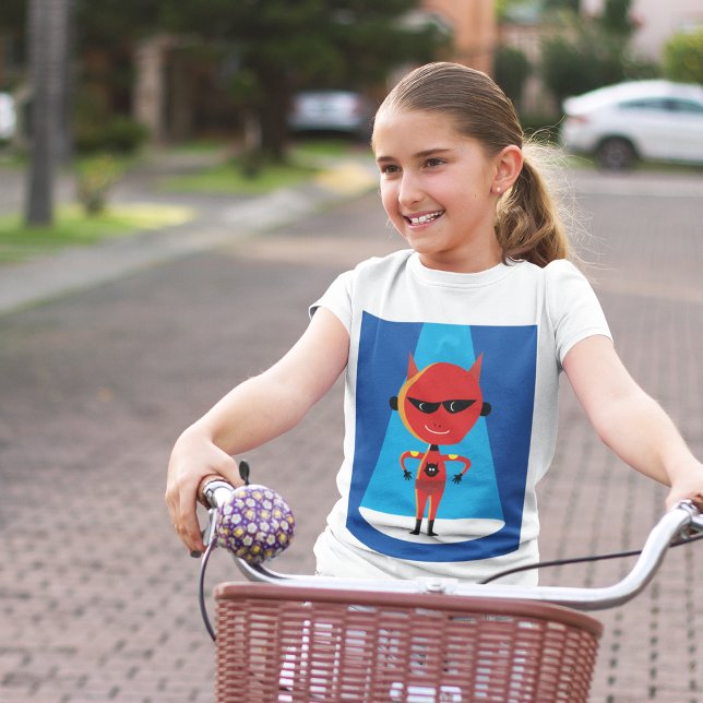 Camiseta Caráter super-herói do diabo Vermelho e Azul negro (Criador carregado)