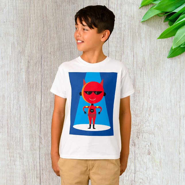 Camiseta Caráter super-herói do diabo Vermelho e Azul negro (Criador carregado)