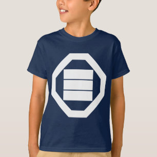 Camiseta Caráteres de Kanji quadrados para três em Oshiki