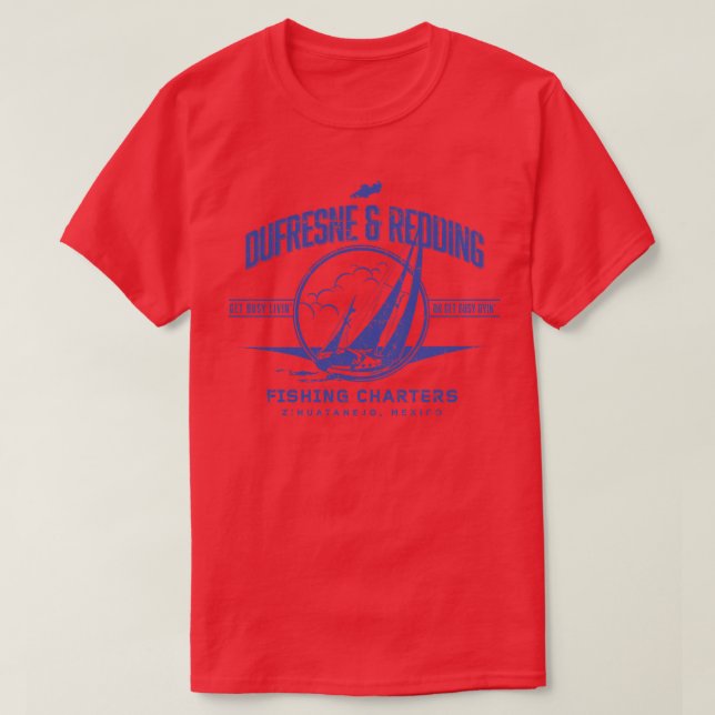 Camiseta Carateres de Pesca de Arrebatamento de Dufresne (Frente do Design)