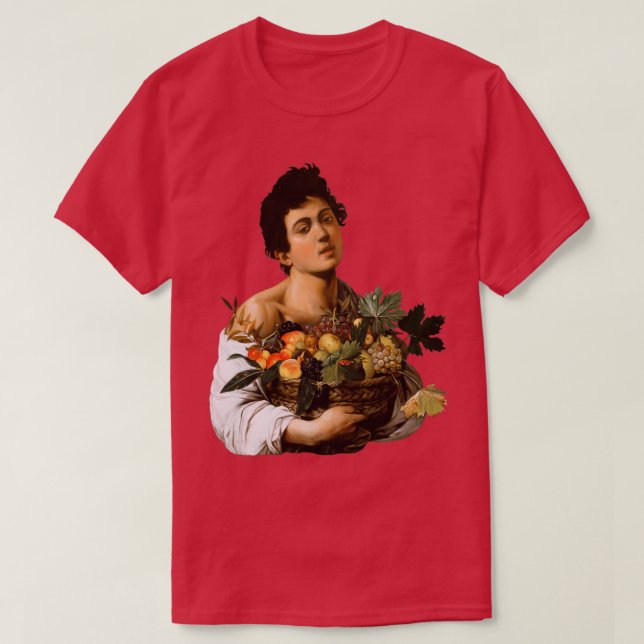 Camiseta Caravaggio Boy com uma cesta de Fruta 2 (Frente do Design)