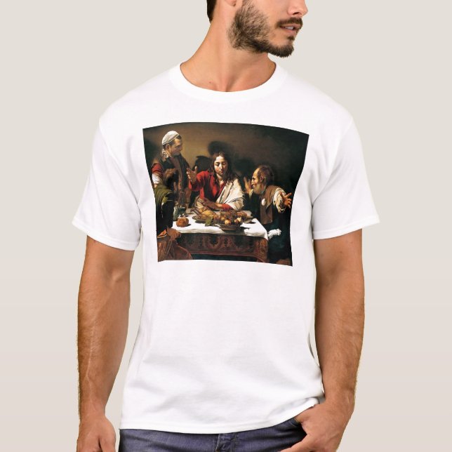 Camiseta Caravaggio - ceia em Emmaus - pintura clássica (Frente)