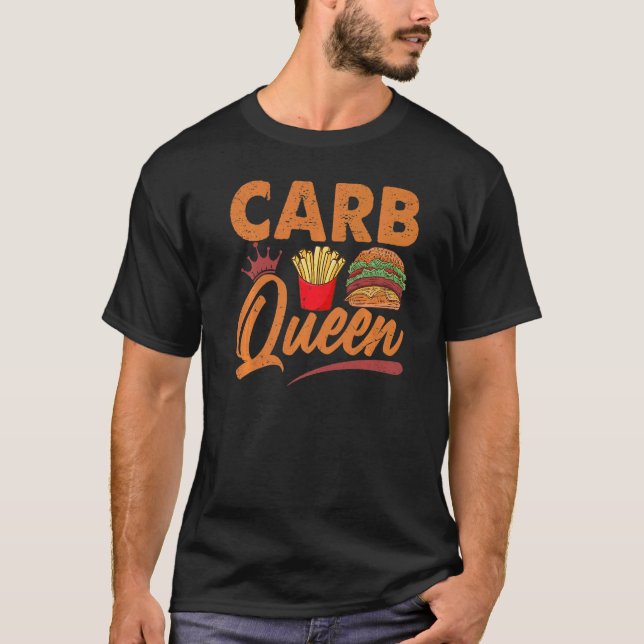 Camiseta Carb Queen Burger E Fries Rápido Comida (Frente)