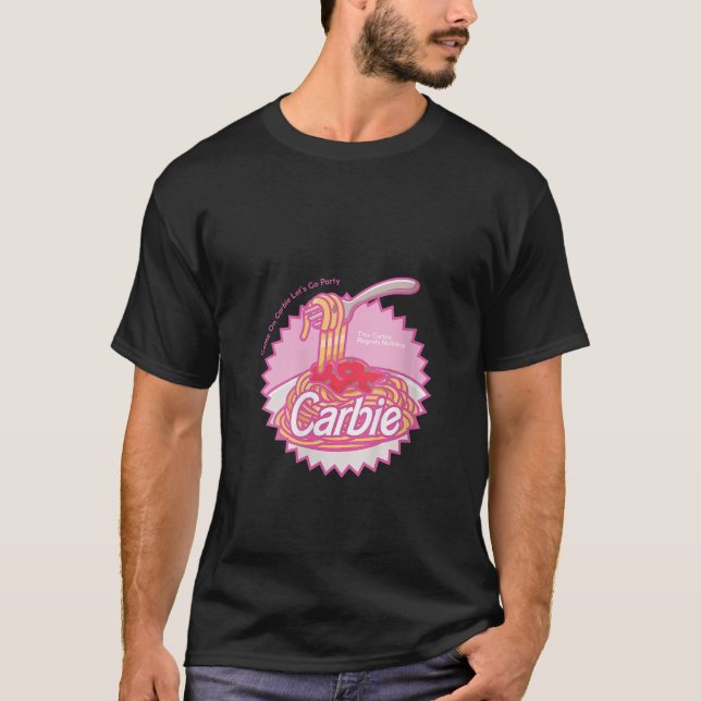 Camiseta Carbie I Love Carbs Pasta Pasta Pizza Retro Rosa S (Frente)