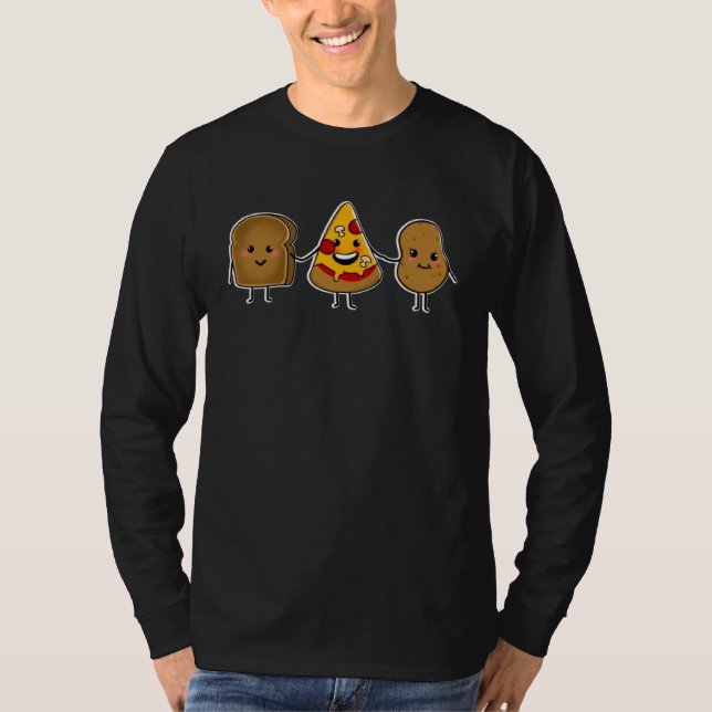 Camiseta CARBS ARE FRIENDS Cute illustration toast pizza an (Frente)