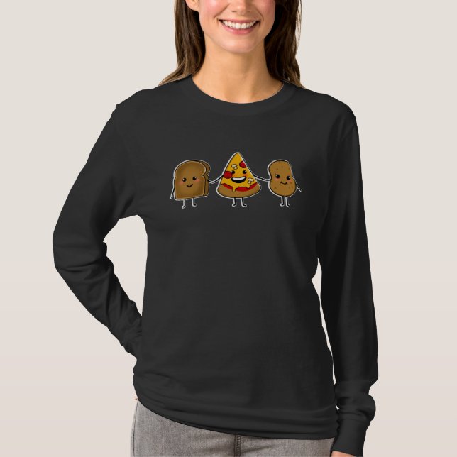 Camiseta CARBS ARE FRIENDS Cute illustration toast pizza an (Frente)