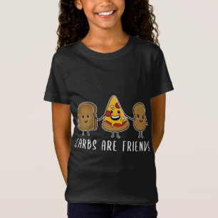 Camiseta CARBS SÃO AMIGOS Ilustração de torrada e pizza