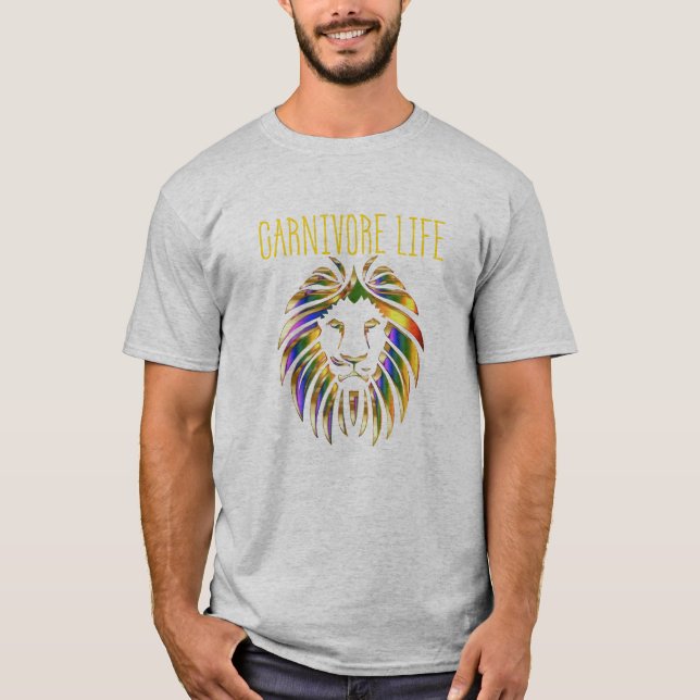 Camiseta Carburador keto do leão zero da vida do carnívoro (Frente)