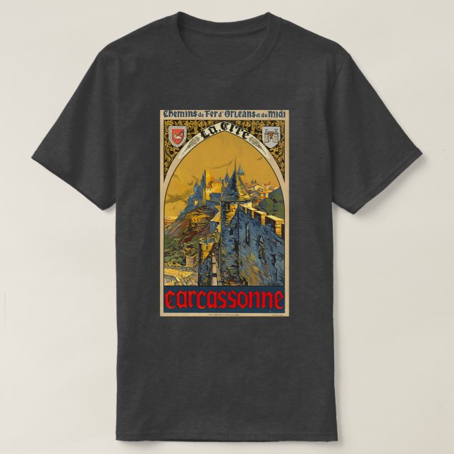 Camiseta Carcassone France Vintage Viagem Po (Frente do Design)
