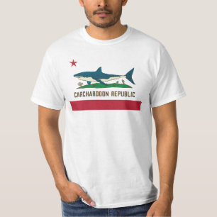 Camiseta Carcharodon Republic California Flag White Shark