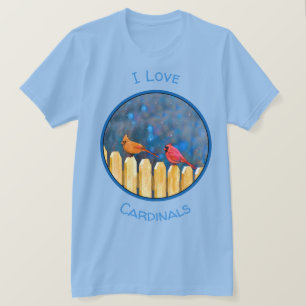 Camiseta Cardeais na pintura da cerca - Arte Original