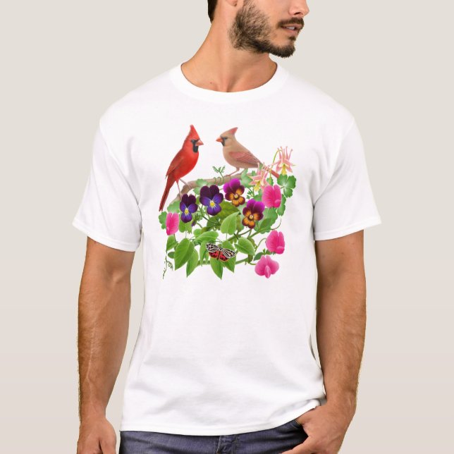 Camiseta Cardeais no t-shirt do jardim (Frente)