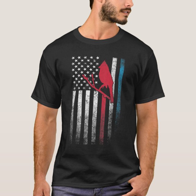 Camiseta Cardeal Bird, 4 de julho, American Flag America Pa (Frente)