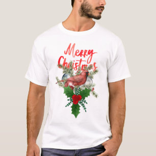 Camiseta cardeal, cardeal vermelho, cardeal de natal, inver