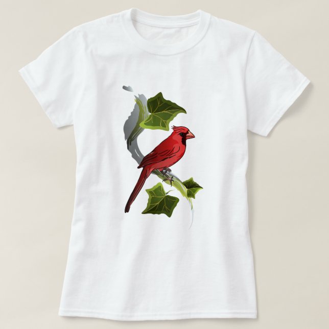 Camiseta Cardeal com Folhas de Ivy (Frente do Design)