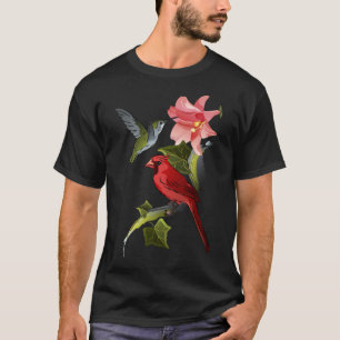 Camiseta Cardeal E Hummingbird Com Lily E Ivy Rosa