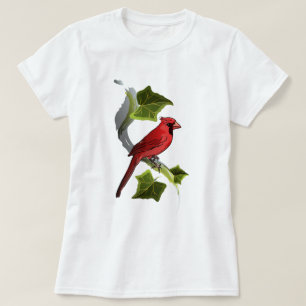 Camiseta Cardeal em Ramificação com Folhas de Ivy
