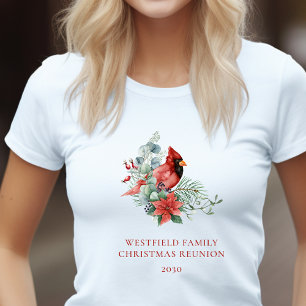 Camiseta Cardeal Vermelho da Reunião da Família Natal