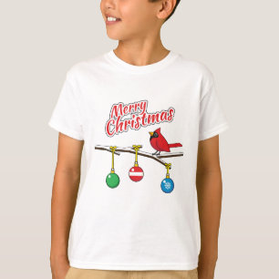 Camiseta Cardeal Vermelho no Ramal da Bare de Natal - Feliz
