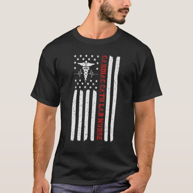 Camiseta Cardiac Cath Lab Nurse American Flag Registered Nu (Frente)