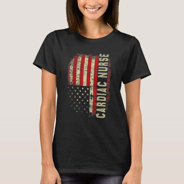 Camiseta Cardiac Nurse 4th Of July US Flag Patriotic Nurse  (Frente)