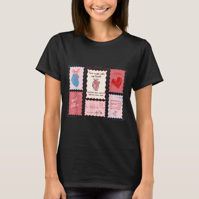 Camiseta Cardiac Nurse Scalloped Stamp Heart Anatomy Coquet (Frente)
