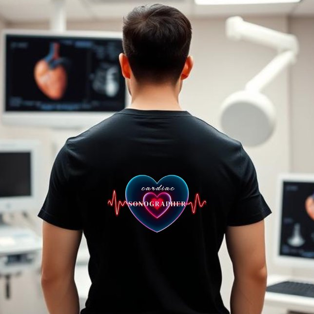 Camiseta Cardiac Sonographer | Pulsação | Coração com ECG (Cardiac Sonographer | Heartbeat | Heart with EKG T-Shirt)