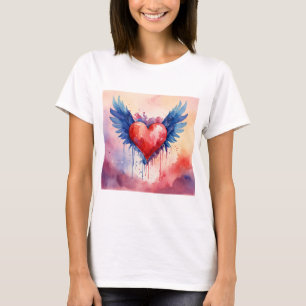 Camiseta cardíaca de Design com cola cor-de-rosa