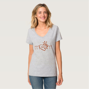 Camiseta cardíaca Mãe V-Pescoço