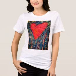 Camiseta cardíaca mosaica feminina