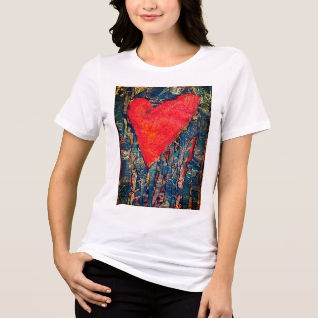 Camiseta cardíaca mosaica feminina (Frente)