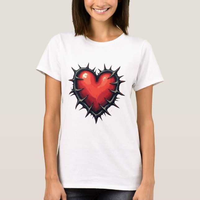 Camiseta Cardíaco e Thorns antigos Tatuagem T-Shirt (Frente)