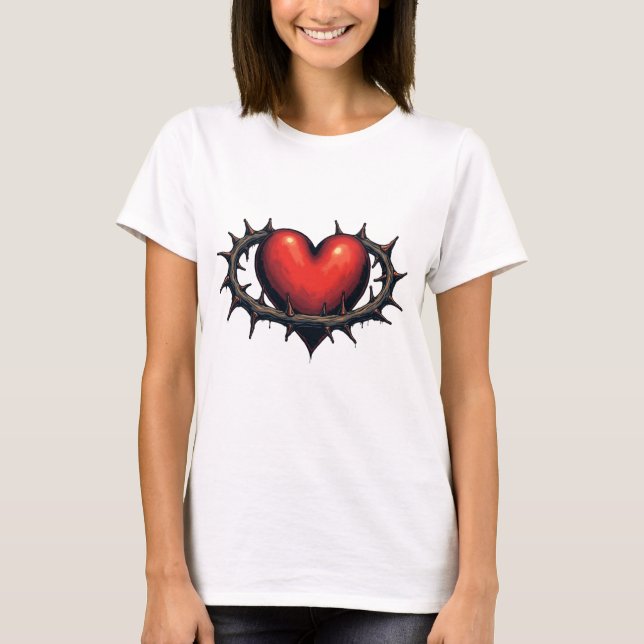 Camiseta Cardíaco e Thorns antigos Tatuagem T-Shirt (Frente)