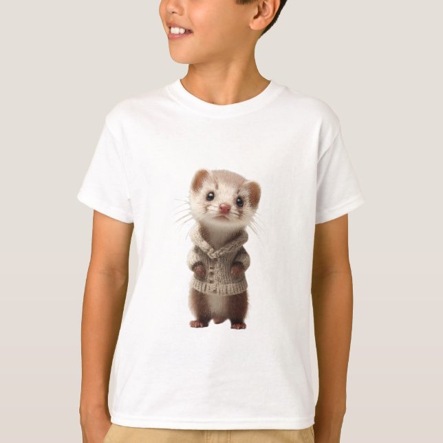 Camiseta Cardigan Aconchegante Furão Crianças (Frente)