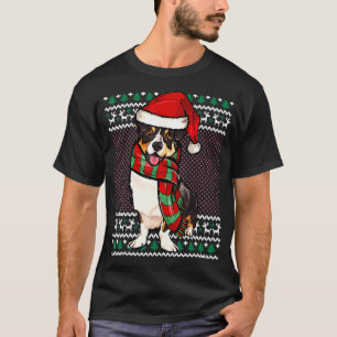Camiseta Cardigan de Natal do Corgi Galês Cachorro Chapéu d