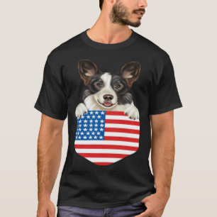 Camiseta Cardigan Galês Corgi Cachorro Com Bandeira Da Amér