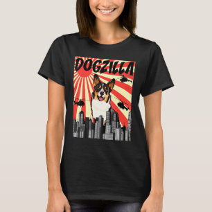 Camiseta Cardigan Retro Japonês Dogzilla Welsh Corgi