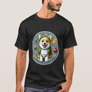 Camiseta Cardigan Volta às Aulas Welsh Corgi Cachorro Menin