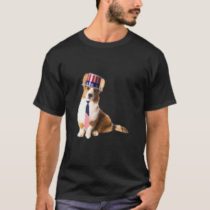 Camiseta Cardigan Welsh Corgi 4 de Julho Cachorro Em Chapéu