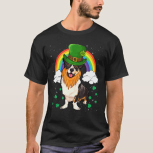Camiseta Cardigan Welsh Corgi Dia de São Patrício Leprechau