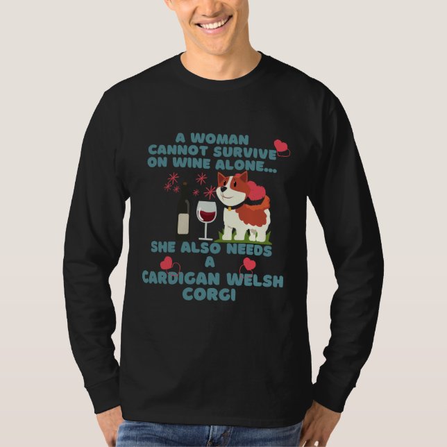 Camiseta Cardigan Welsh Corgi E Wine (Frente)