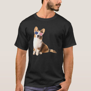 Camiseta Cardigan Welsh Corgi Sunglass 4 De Julho