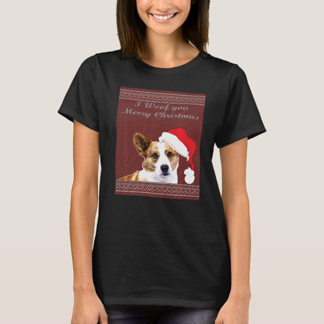 Camiseta Cardigan Welsh Corgi Ugly Sweater Festa de Natal (Frente)