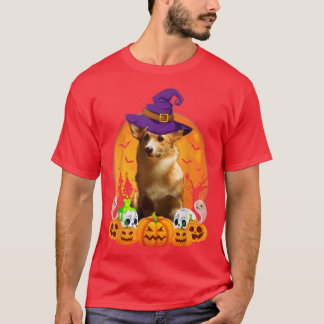 Camiseta Cardigan Welsh Corgi Witch Pumpkin Halloween Dog L