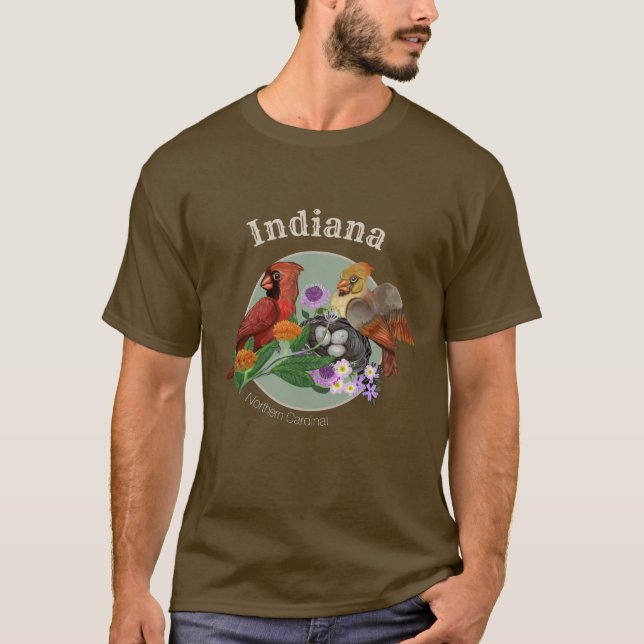 Camiseta Cardinais de Norte de Indiana com Plantas Nativas (Frente)