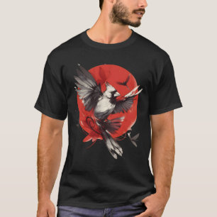 Camiseta Cardinal 3 Arte Japonês do Sol Vermelho Tinta Lava