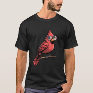 Camiseta Cardinal do Norte EUA Bandeira Americana Óculos de